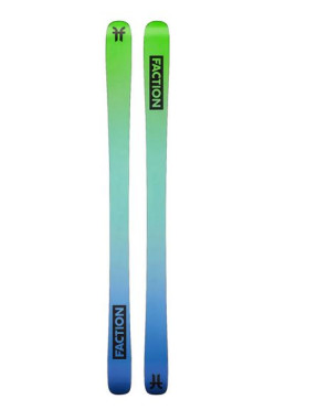 Ski Faction Prodigy 1 +fixations Strive 11 la semelle des skis est un dégradées de bleue au vert pastel