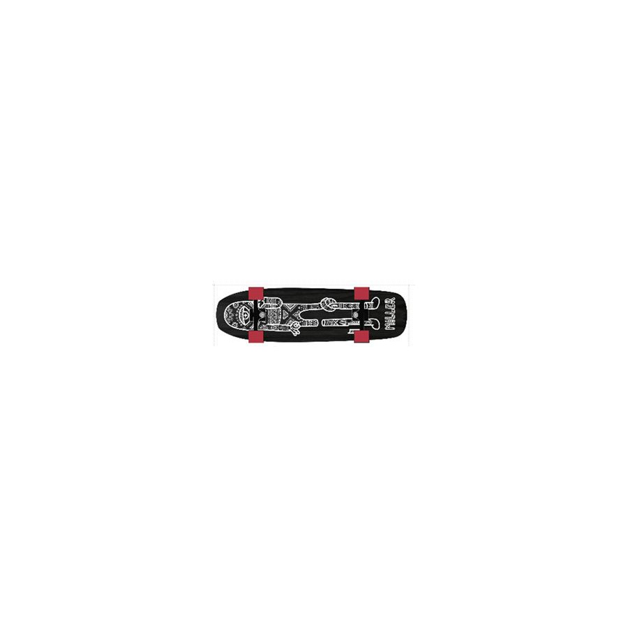 Skateboard complet de la marque miller sur un fond noir et une sérigraphie blanche